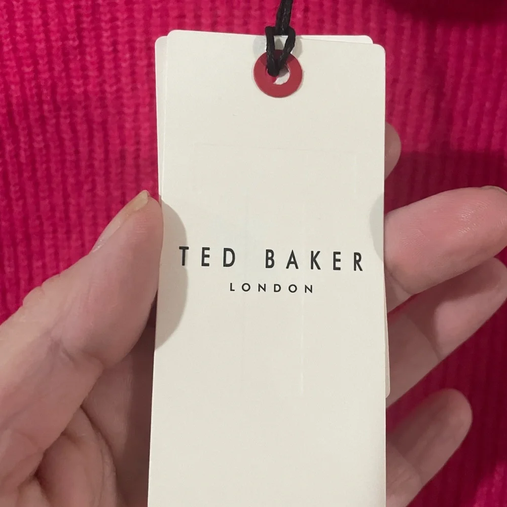 NWT Ted Baker London Pippalee Frill Detail Bright Pink Sweater